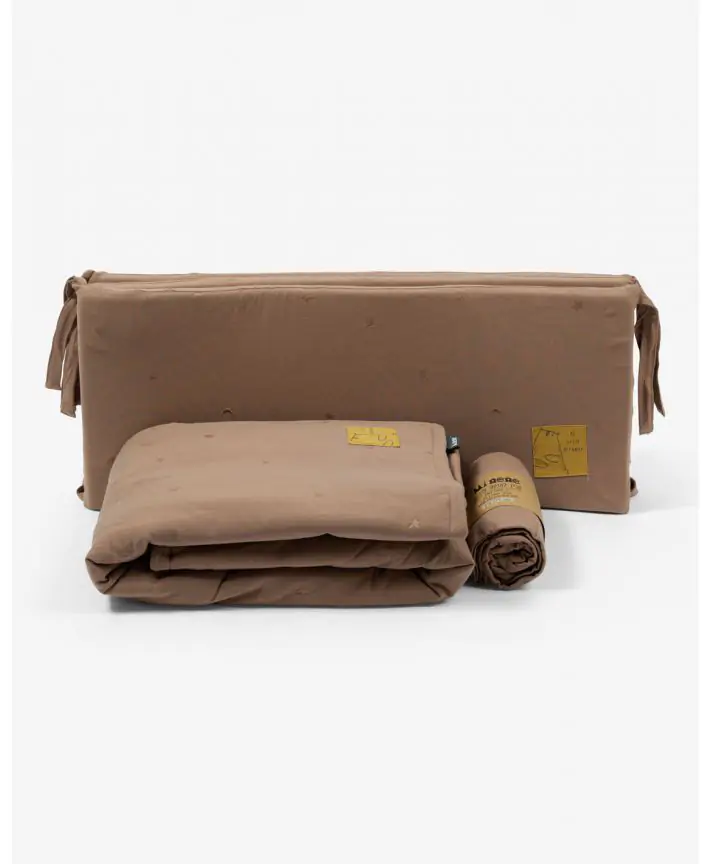 סט מצעים ג'רסי למיטת תינוק - ליין רקום