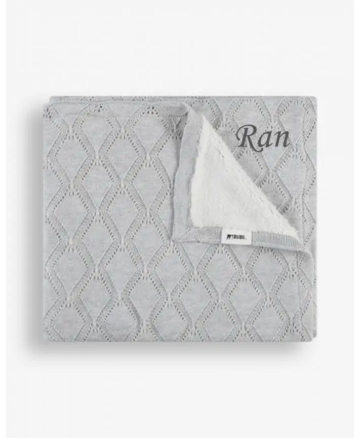 שמיכת סריג עם פרווה 100*75