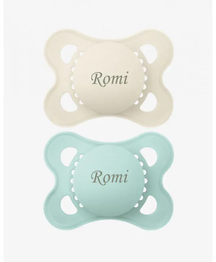 זוג מוצצי סיליקון 0-6 שמנת מנטה MAM