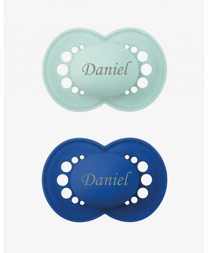 זוג מוצצי סיליקון 6+ מנטה כחול MAM