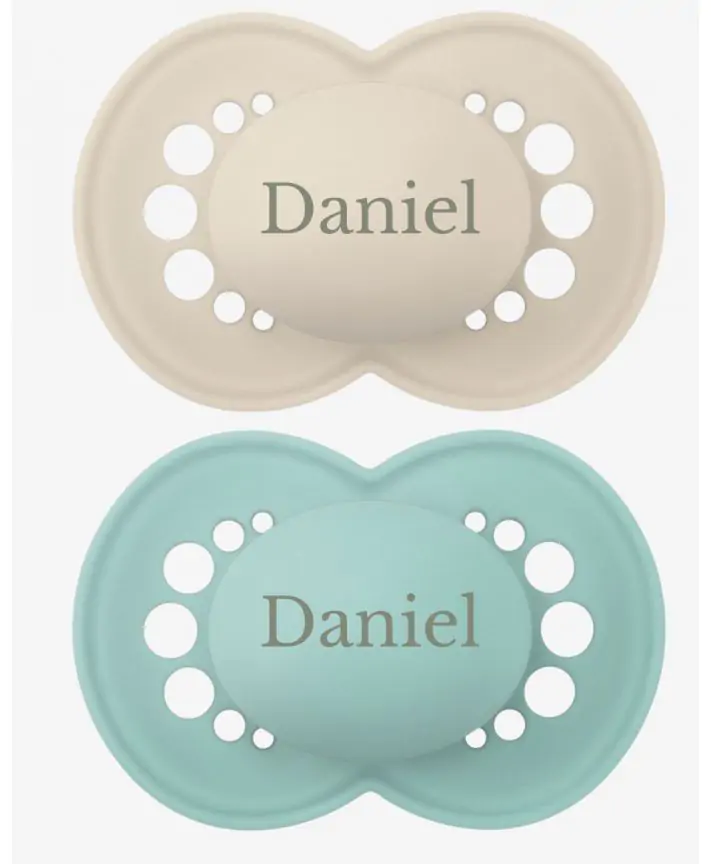 זוג מוצצי סיליקון 6+ תכלת אפור MAM