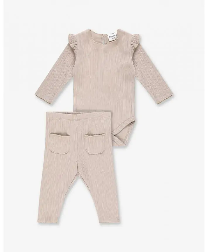 סט בגד גוף וטייץ מבד טקסטורלי