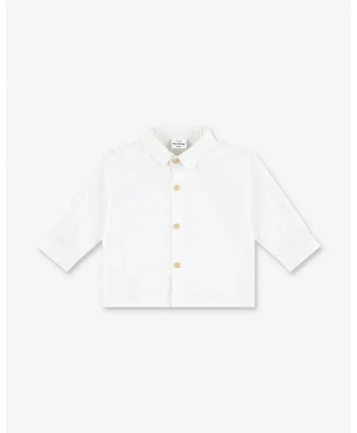 חולצה במראה פשתן מכופתרת עם שרוולים ארוכים Special Times