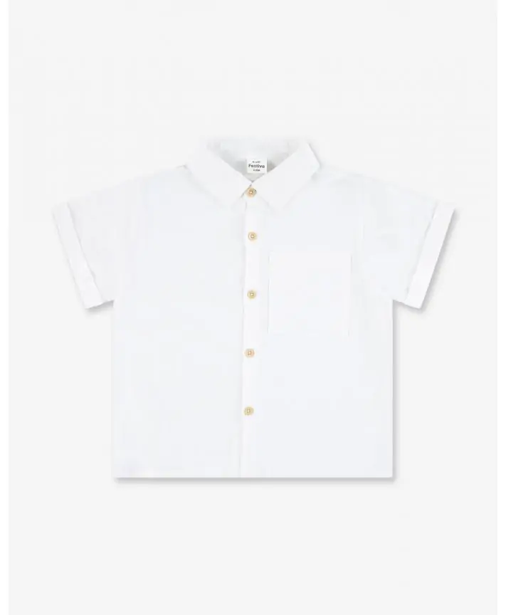 חולצת אריג מכופתרת קצרה Special Times