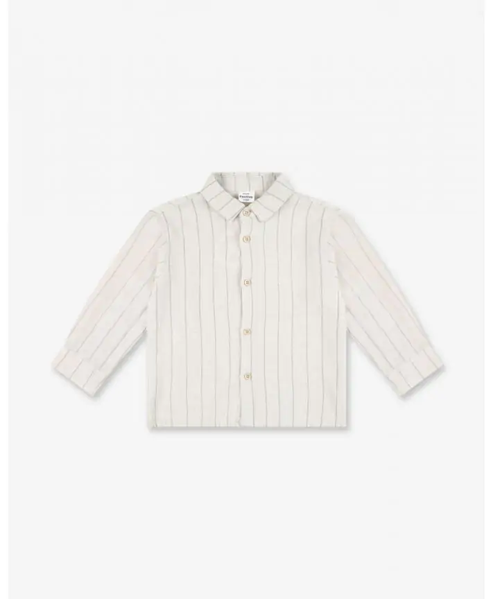 חולצה במראה פשתן מכופתרת עם שרוולים ארוכים Special Times