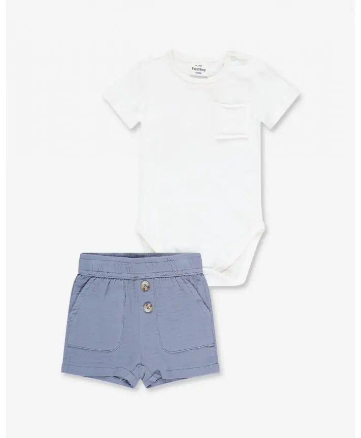 סט בגד גוף ומכנס קצר מוסלין Special Times