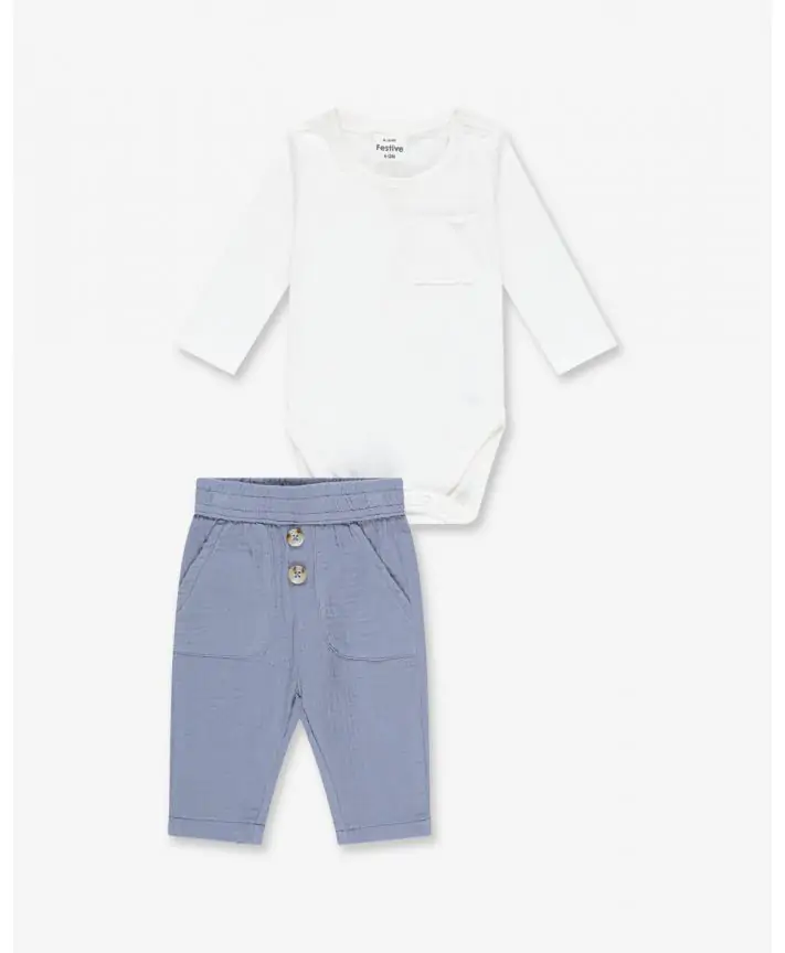 סט בגד גוף ומכנס אריג ארוך Special Times