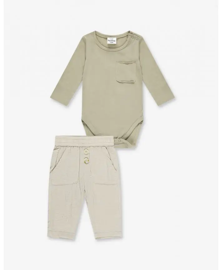 סט בגד גוף ומכנס אריג ארוך Special Times