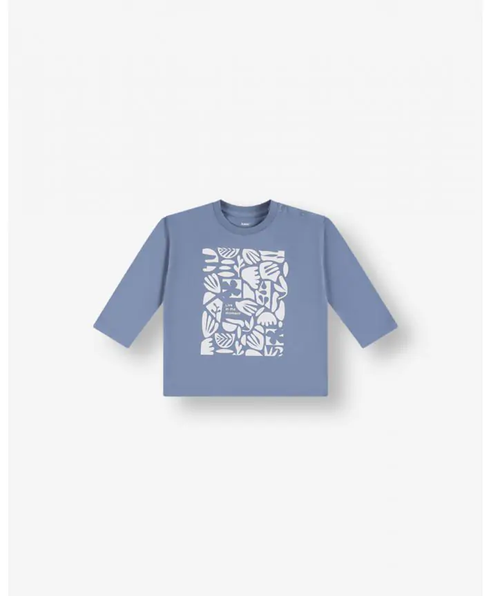 טי שירט עם שרוולים ארוכים וצווארון עגול