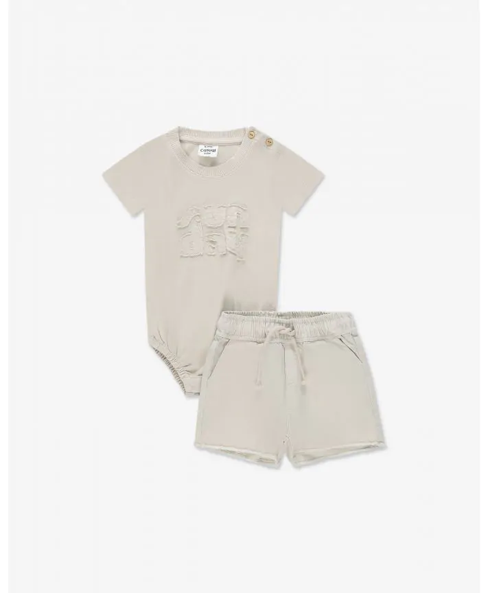 סט אוברול ומכנסי אריג בייבי