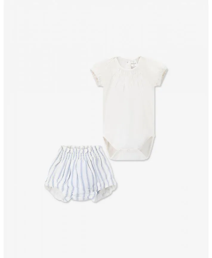 סט בגד גוף ומכנסי אריג בייבי