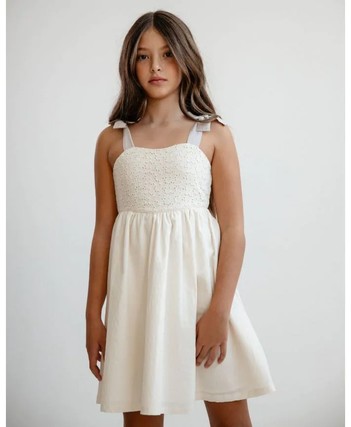 שמלת כתפיות עם קשירת פפיון