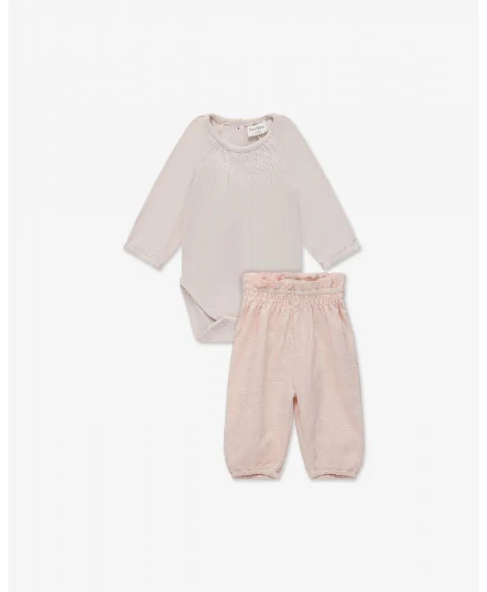 סט בגד גוף ומכנסי אריג בייבי