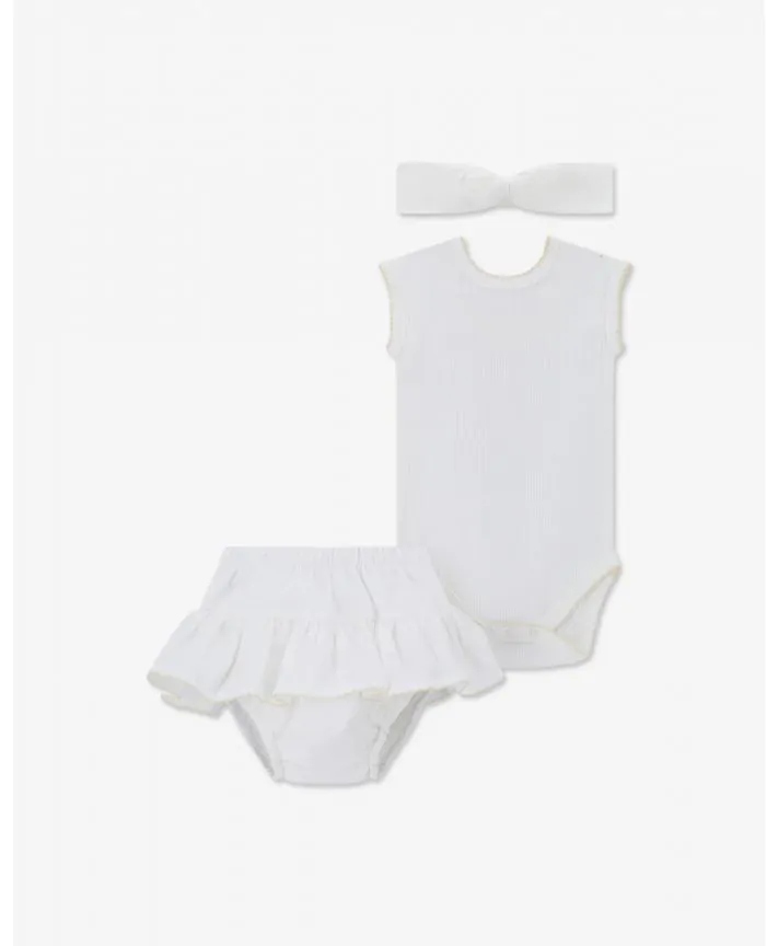 סט בגד גוף עם בלומרס חצאית וסרט לשיער בייבי