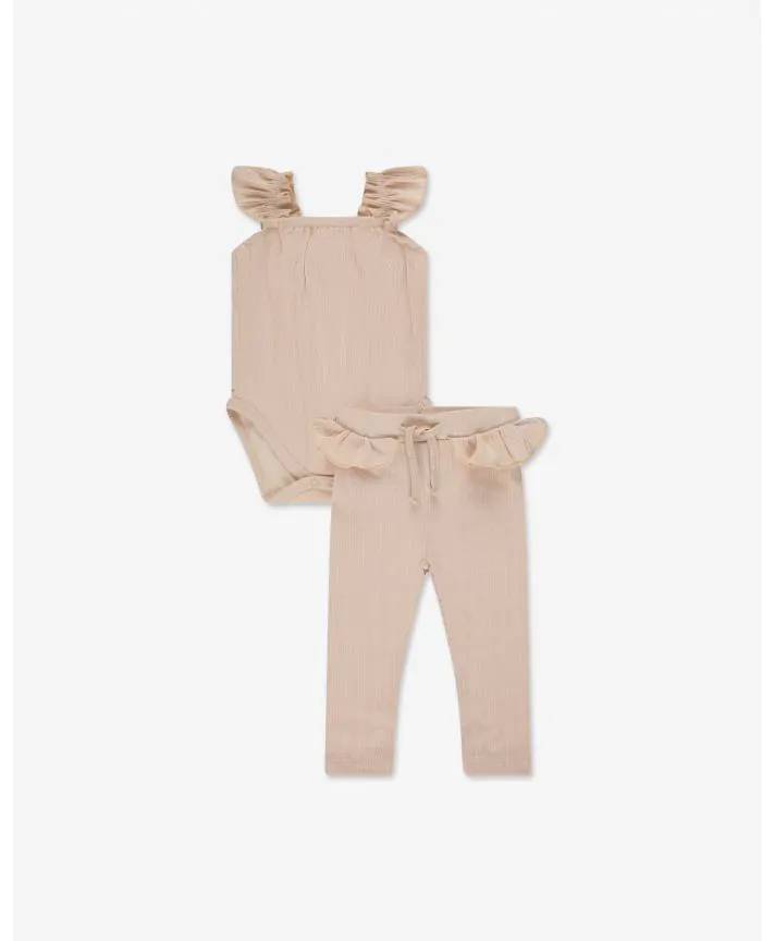 סט בגד גוף שרוולי מלמלה וטייץ בייבי