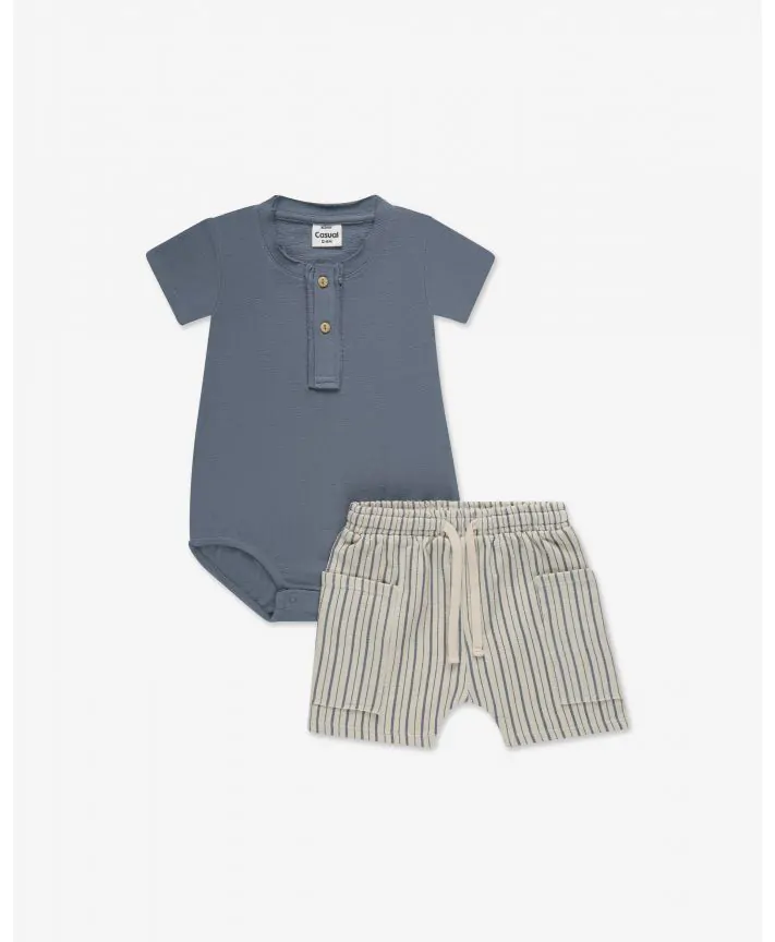 סט בגד גוף ומכנסיים בייבי