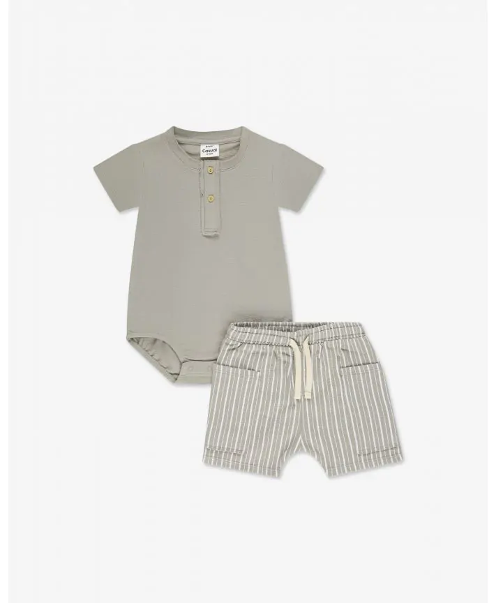 סט בגד גוף ומכנסיים בייבי