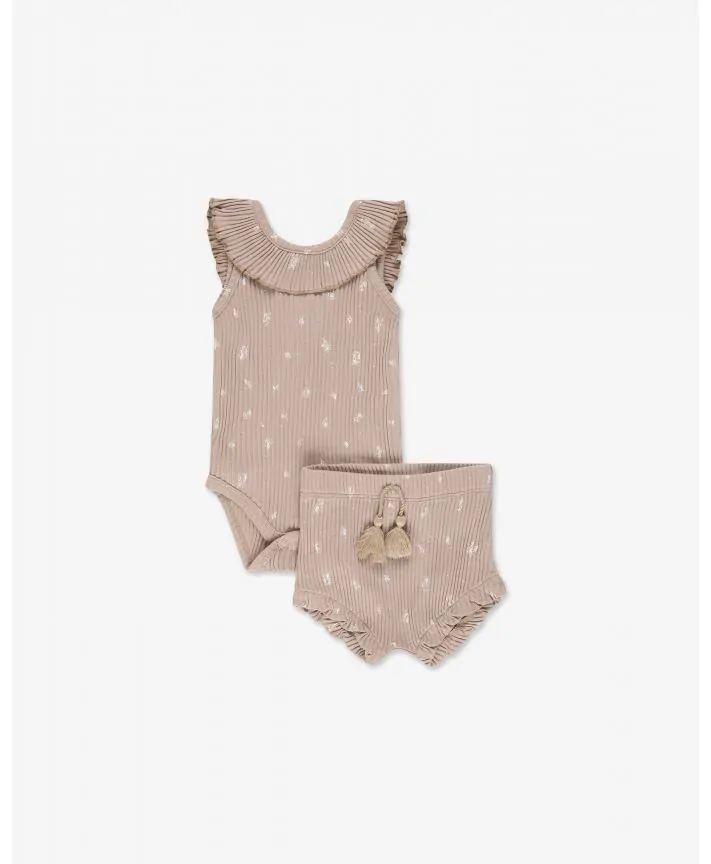 סט בגד גוף מלמלה ומכנסיים ריב בייבי