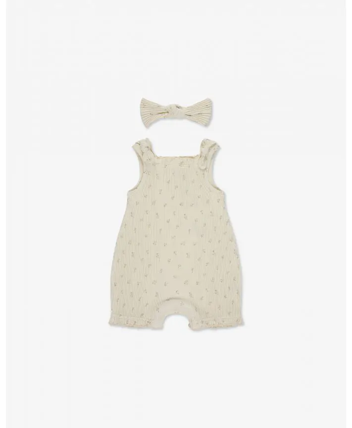 סט אוברול ריב וסרט לשיער בייבי