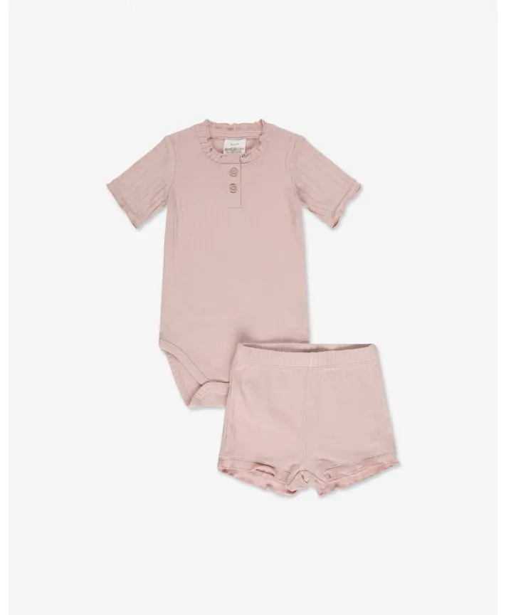 סט בגד גוף עם כפתורים ומכנסיים בייבי