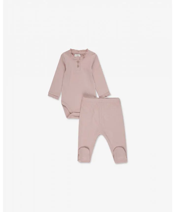 סט בגד גוף עם כפתורים ומכנסיים בייבי