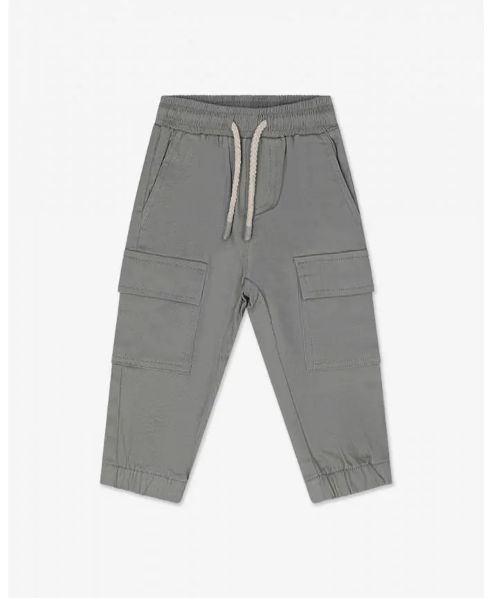 מכנסי דגמ"ח אריג ארוכים עם סיומת אלסטית בייבי