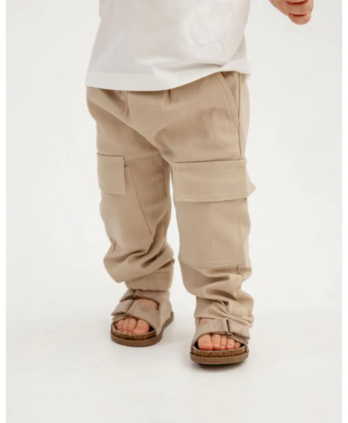 מכנסי דגמ"ח אריג ארוכים עם סיומת אלסטית בייבי