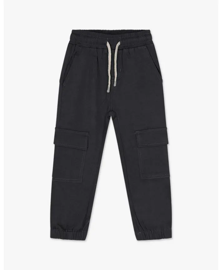 מכנסי דגמ"ח אריג ארוכים עם סיומת אלסטית