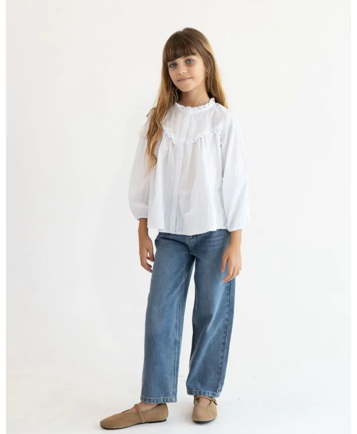 מכנסי ג'ינס ארוכים בגזרה מתרחבת