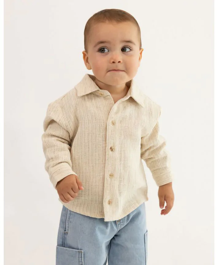 חולצת אריג מכופתרת בייבי