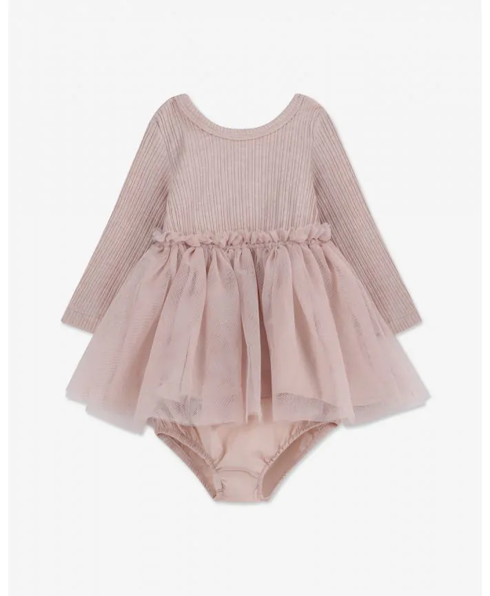 שמלת פוינטייל וטול שרוולים ארוכים עם בלומרס