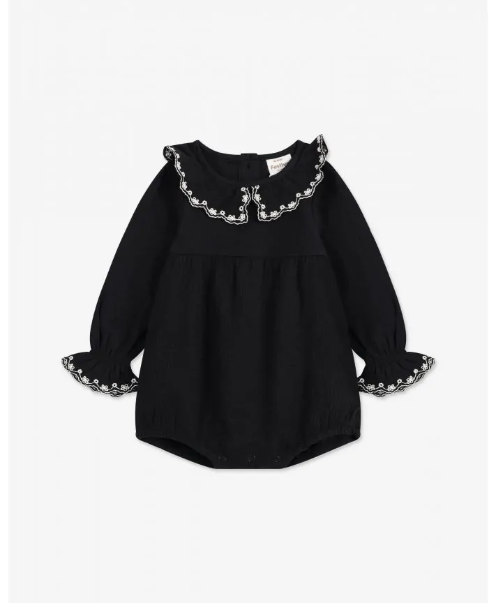 אוברול בלומרס עם שרוולים ארוכים וצווארון רקום