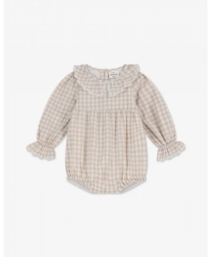 אוברול בלומרס עם שרוולים ארוכים וצווארון רקום