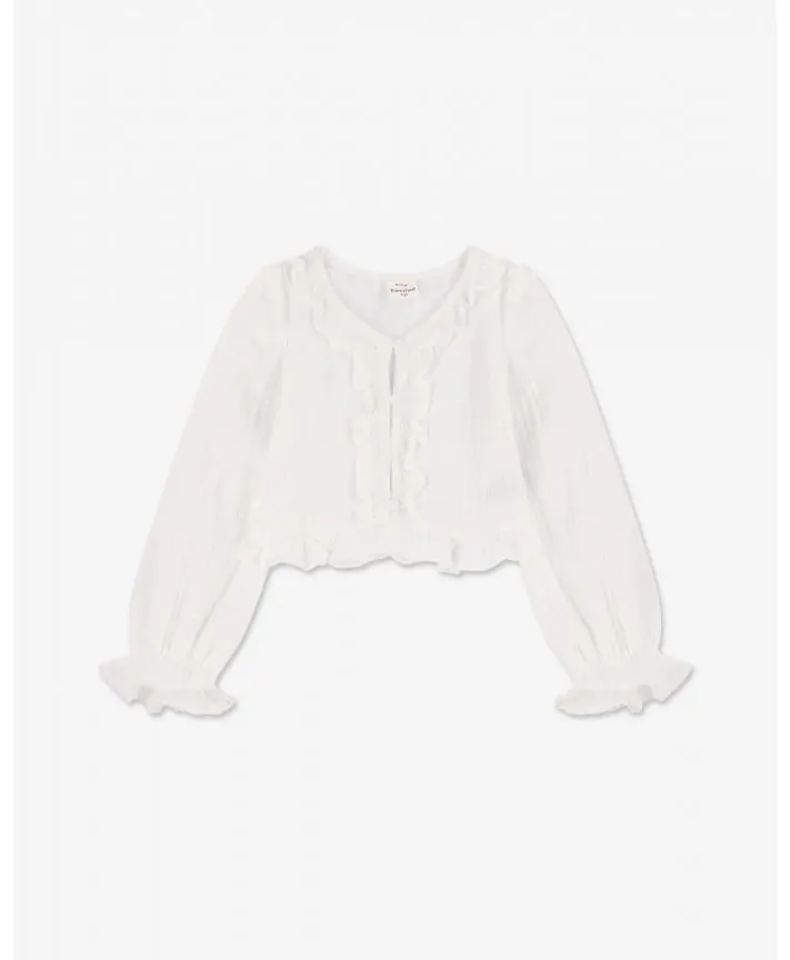 חולצת אריג קצרה עם שרוולים ארוכים