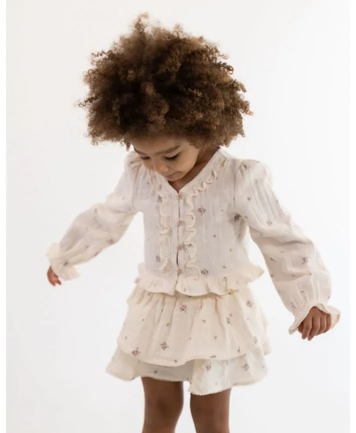 חולצת אריג קצרה עם שרוולים ארוכים