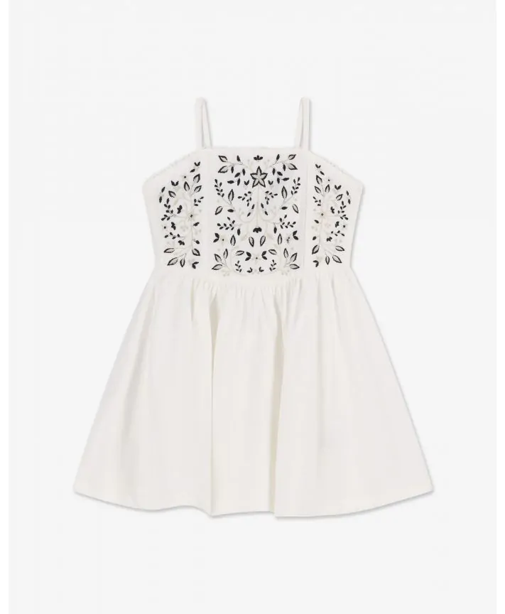 שמלת אריג רקומה עם כתפיות H