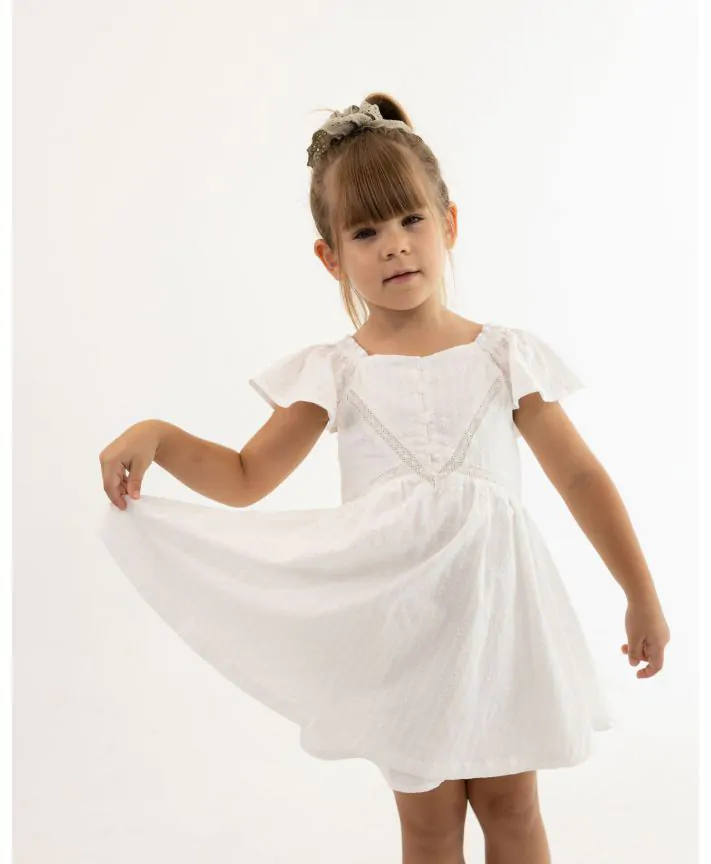 שמלת אריג עם שרוולים קצרים