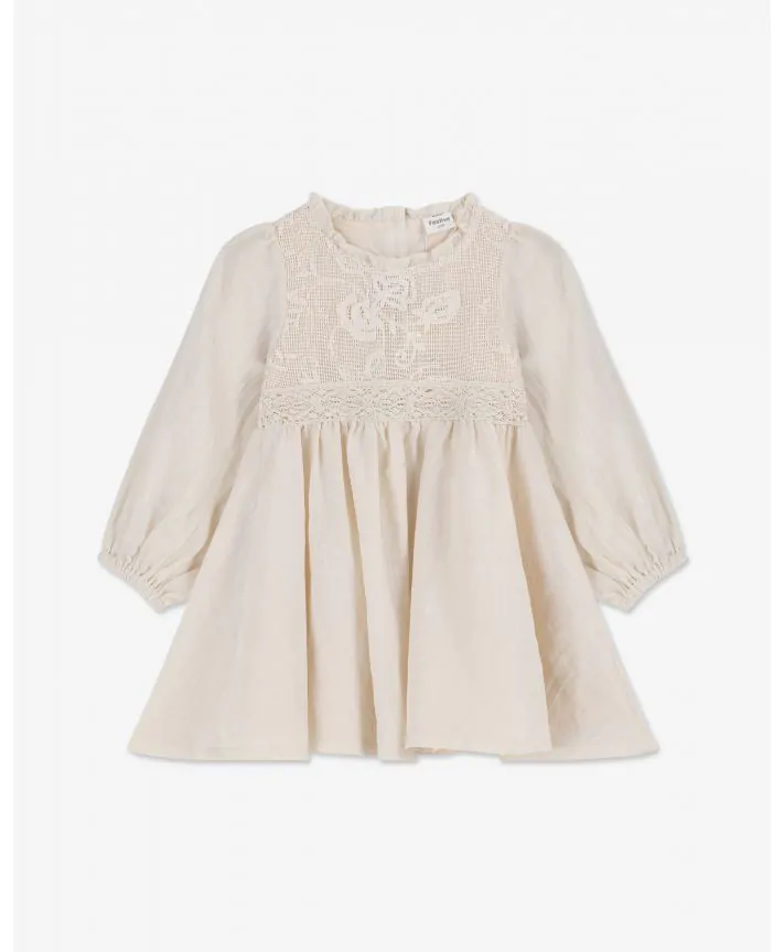 שמלת אריג עם שרוולים ארוכים נפוחים