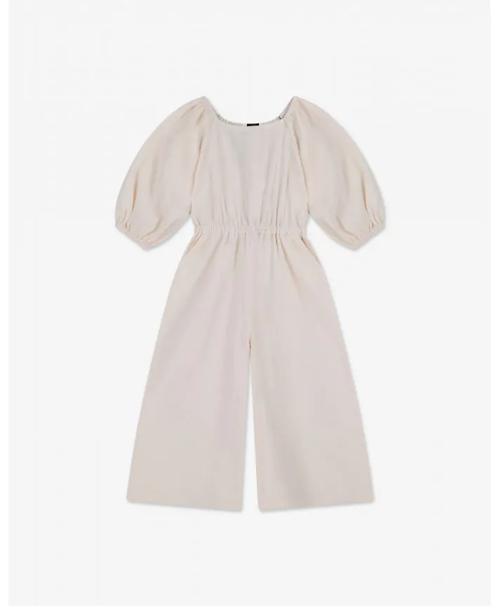 אוברול עם שרוולי 7/8 נפוחים ופפיון בגב