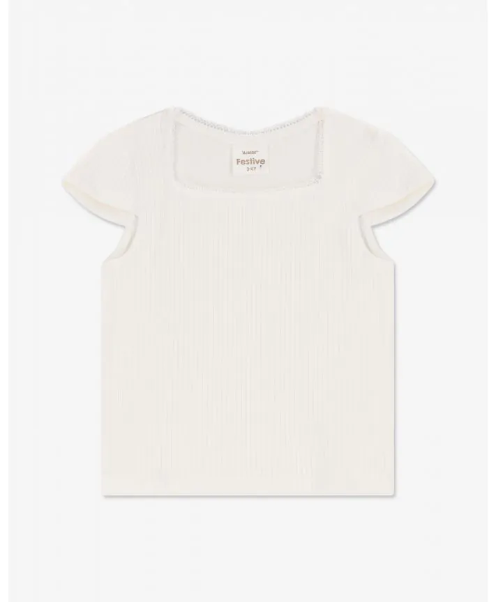 חולצת טי קצרה עם מחשוף מרובע