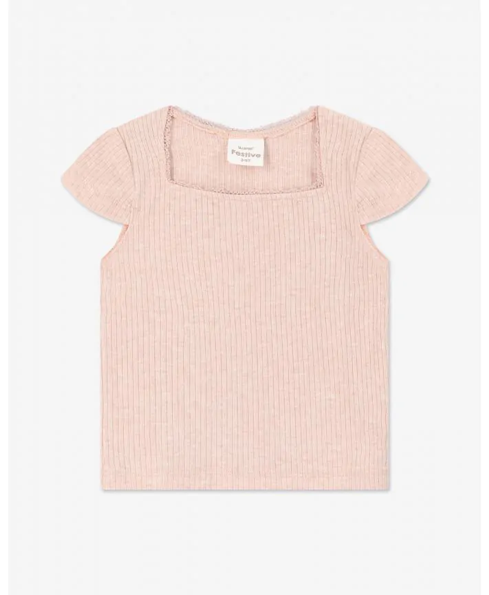 חולצת טי קצרה עם מחשוף מרובע