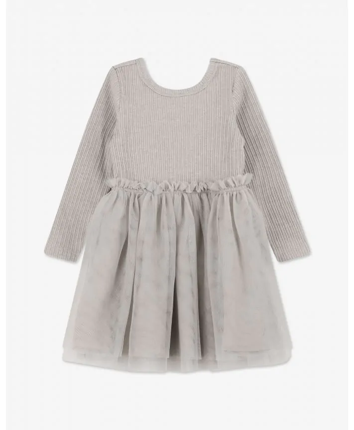 שמלת פוינטייל וטול עם שרוולים ארוכים H