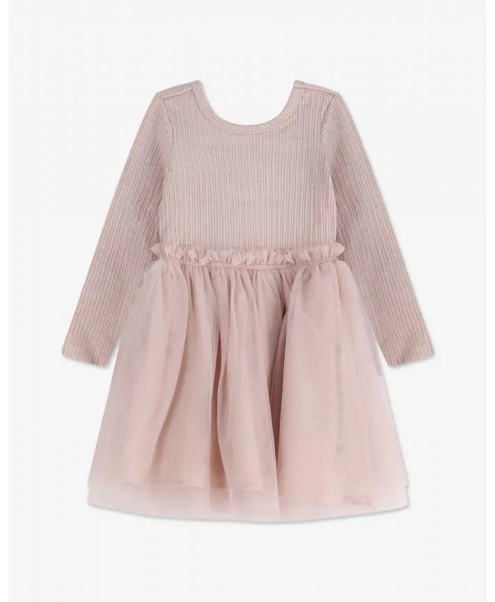 שמלת פוינטייל וטול עם שרוולים ארוכים