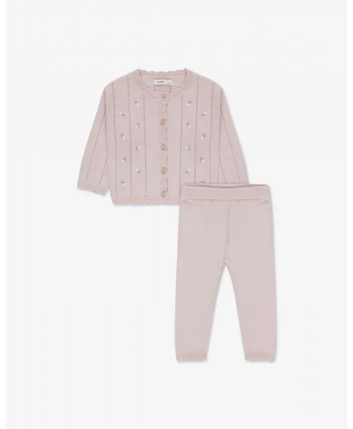 סט קרדיגן ומכנסי סריג