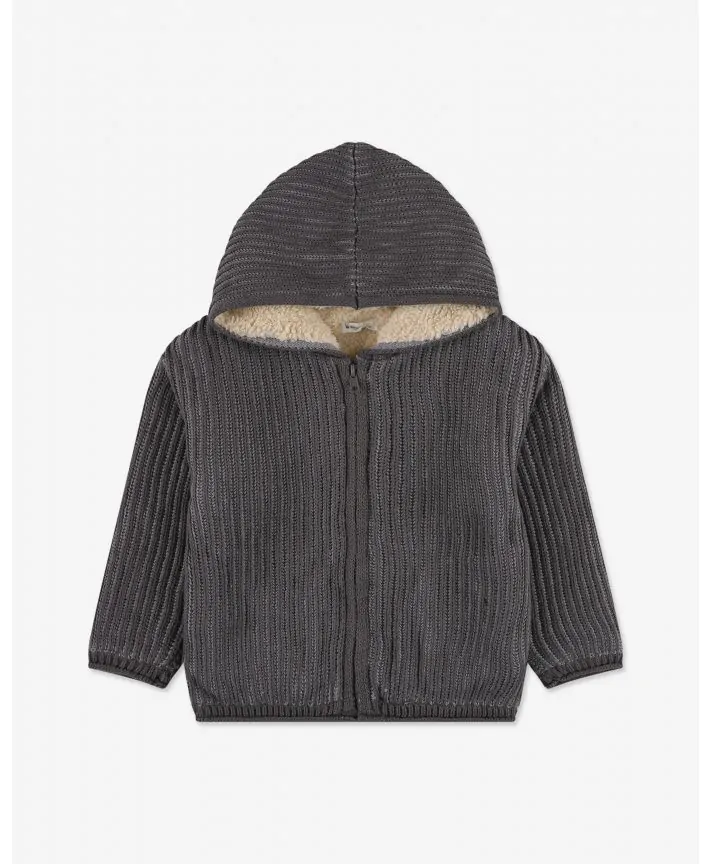 ג'קט סריג עם קפוצ'ון ורוכסן