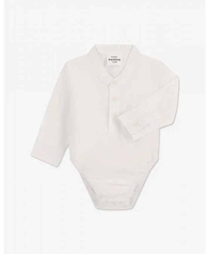 בגד גוף אריג עם כפתרה בייבי