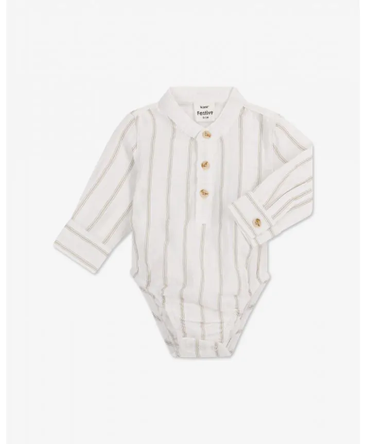 בגד גוף אריג עם כפתרה בייבי