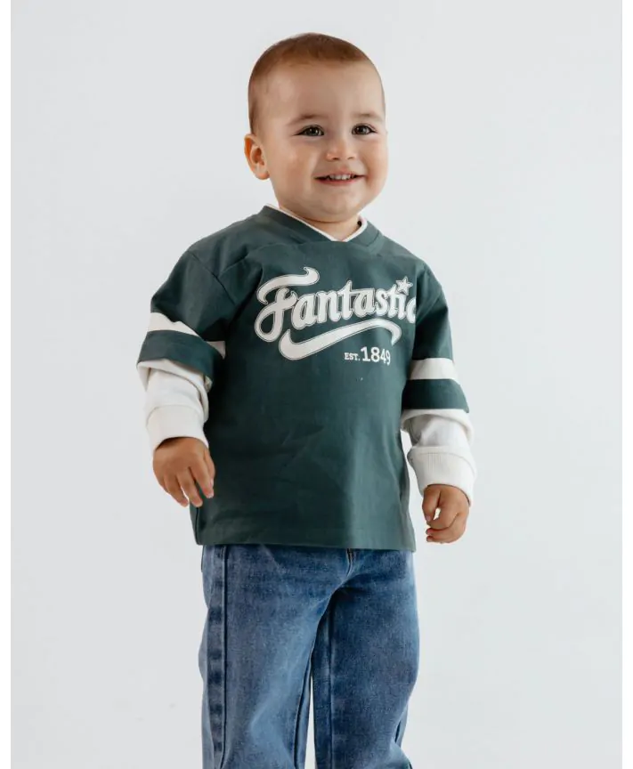 חולצת טי פוטבול שרוול על שרוול בייבי