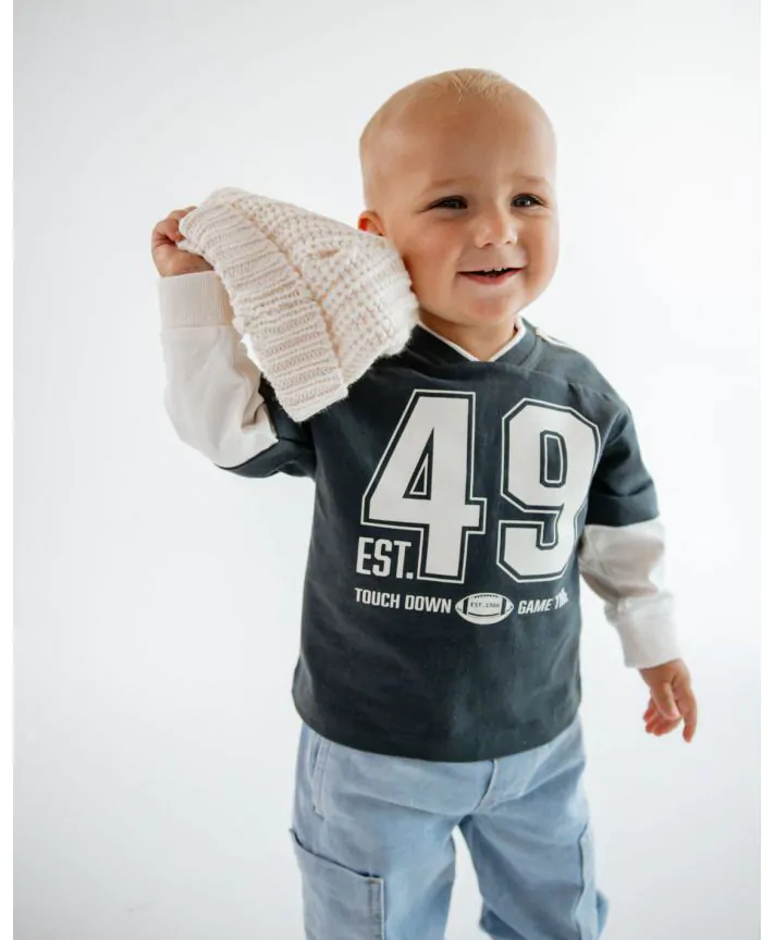 חולצת טי פוטבול שרוול על שרוול בייבי