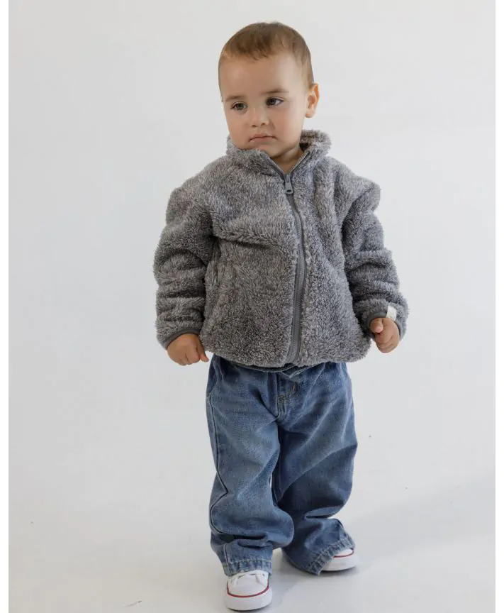 ז'קט פליז עם צווארון בייבי